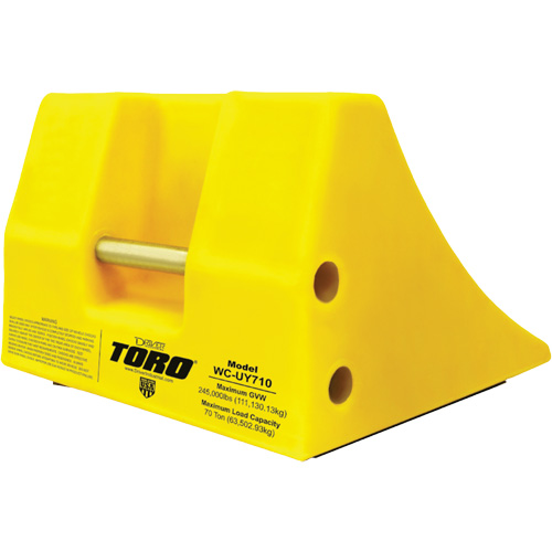 70 Ton Large Equipment Wheel Chock with Handle, Urethane, Yellow M & M Nord Ouest Inc
