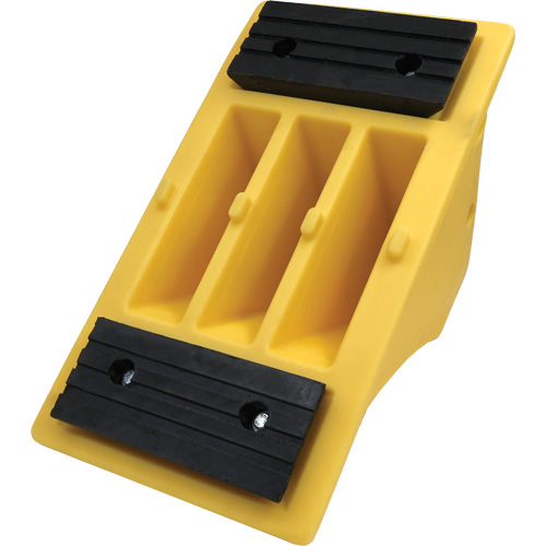 75 Ton Large Equipment Wheel Chock with Grip Pads, Urethane, Yellow M & M Nord Ouest Inc