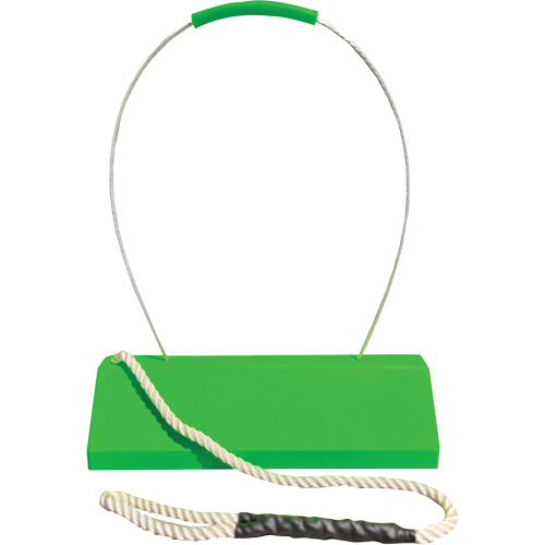 Checkers Safety SafeRay  Aircraft Wheel Chock with Loop Rope Ergonomic Handle, Urethane, Fluorescent Green, 24" W x 8" D x 6" H M & M Nord Ouest Inc