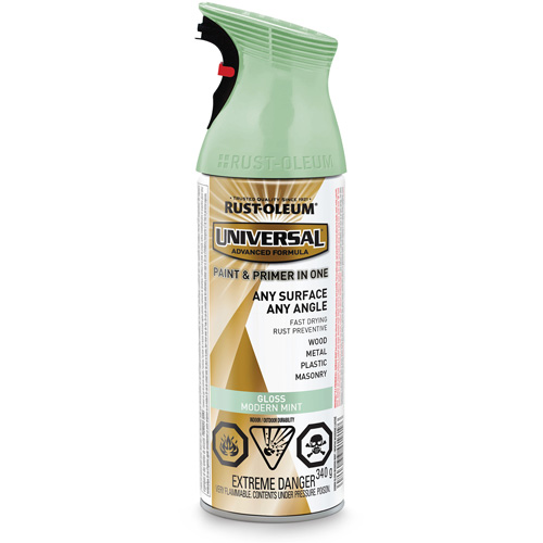 Universal&reg; Enamel Paint & Primer In One, Modern Mint Green, Gloss, Aerosol Can M & M Nord Ouest Inc