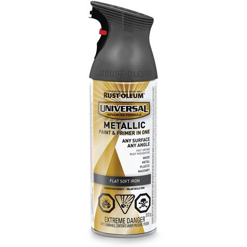Universal&reg; Spray Paint, Soft Iron, Flat/Metallic, Aerosol Can M & M Nord Ouest Inc