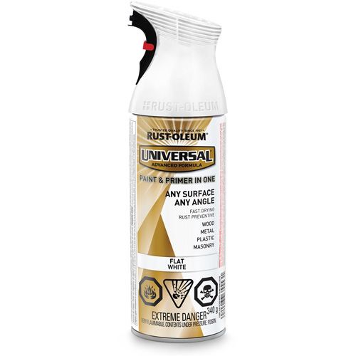 Universal&reg; Enamel Paint & Primer In One, White, Very Flat, Aerosol Can M & M Nord Ouest Inc
