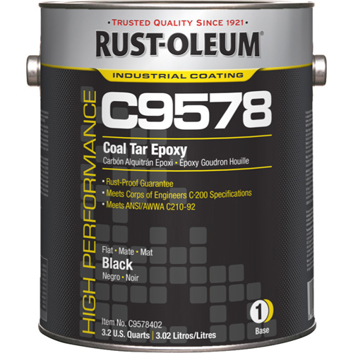 Composant de base pour rev&ecirc;tement &eacute;poxydique &agrave; base de goudron de houille et &agrave; haute teneur en solides du syst&egrave;me C9578, Noir, Gallon M & M Nord Ouest Inc