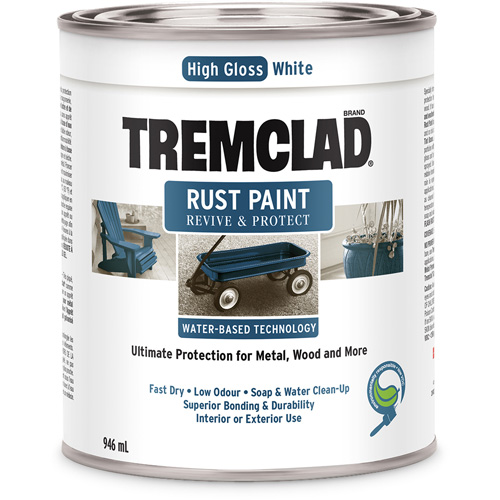 Peinture antirouille &agrave; base d'eau Tremclad, 946 ml, Canette, Blanc M & M Nord Ouest Inc