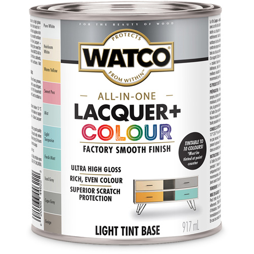 Watco&reg; All In One Lacquer + Colour Light Tint Base, 946 ml, Light Tint Base, High-Gloss M & M Nord Ouest Inc
