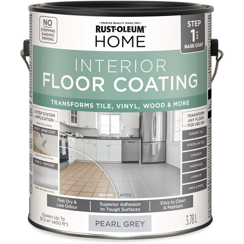 Home Interior Floor Coating System Base Coat, 3.78 L, Water-Based, Very Flat, Grey M & M Nord Ouest Inc