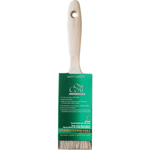 Pinceau pour murs et moulures One Coat, Soie blanche, Manche Bois, Largeur de 2" M & M Nord Ouest Inc