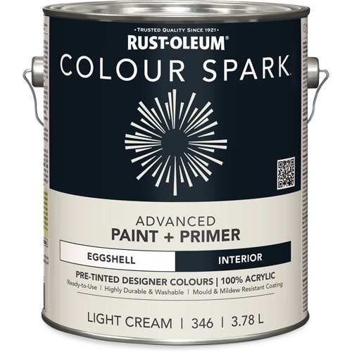Colour Spark Interior Pre-Tinted Paint + Primer Wall Paint, White Cotton, Semi-Gloss, 3.78 L, Gallon M & M Nord Ouest Inc