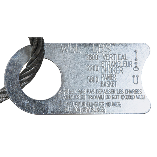 &eacute;lingue de levage &agrave; c&acirc;ble m&eacute;tallique - deux boucles, galvanis&eacute; M & M Nord Ouest Inc