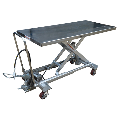 Pneumatic Hydraulic Scissor Lift Table, Stainless Steel, 63" L x 31-1/2" W, 1000 lbs. Cap. M & M Nord Ouest Inc