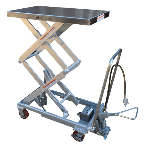 Pneumatic Hydraulic Scissor Lift Table, Stainless Steel, 32-1/2" L x 19-3/4" W, 1000 lbs. Cap. M & M Nord Ouest Inc