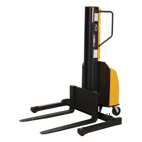 Narrow Mast Powered Lift Stacker, Electric Operated, 1500 lbs. Capacity, 98" Max Lift M & M Nord Ouest Inc