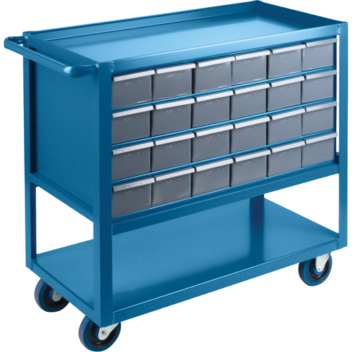 Drawer Shelf Cart, 1200 lbs. Capacity, Steel, 18" x W, 35" x H, 36" D, Rubber Wheels, All-Welded, 24 Drawers M & M Nord Ouest Inc