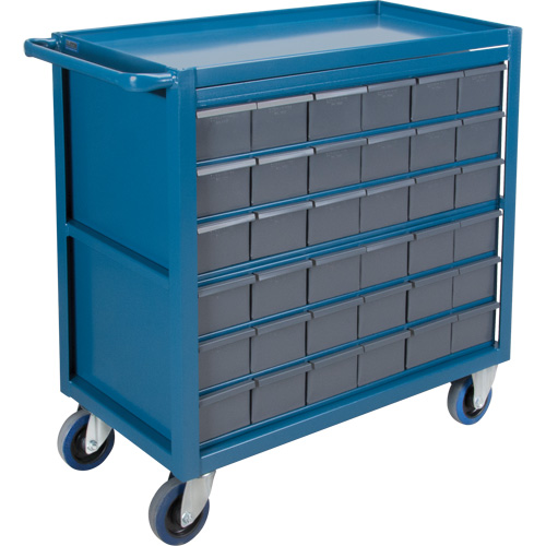 Drawer Shelf Cart, 1200 lbs. Capacity, Steel, 18" x W, 35" x H, 36" D, Rubber Wheels, All-Welded, 36 Drawers M & M Nord Ouest Inc