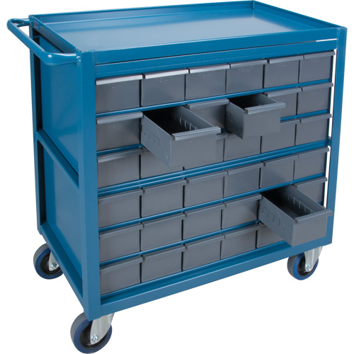 Drawer Shelf Cart, 1200 lbs. Capacity, Steel, 18" x W, 35" x H, 36" D, Rubber Wheels, All-Welded, 36 Drawers M & M Nord Ouest Inc