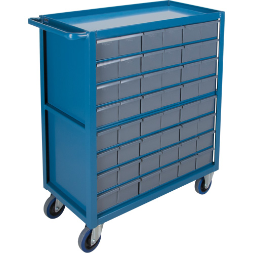 Drawer Shelf Cart, 1200 lbs. Capacity, Steel, 18" x W, 35" x H, 36" D, Rubber Wheels, All-Welded, 48 Drawers M & M Nord Ouest Inc