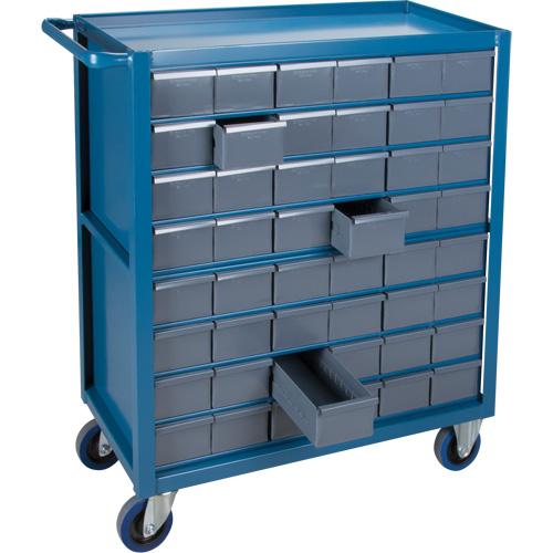 Drawer Shelf Cart, 1200 lbs. Capacity, Steel, 18" x W, 35" x H, 36" D, Rubber Wheels, All-Welded, 48 Drawers M & M Nord Ouest Inc