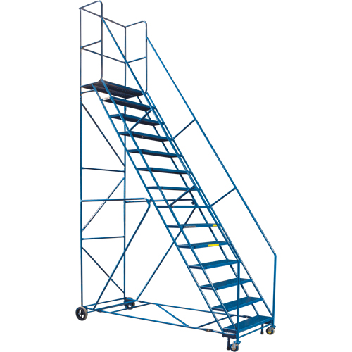 CSA-Certified Rolling Step Ladder with Locking Step, 14 Steps, 30" Step Width, 128" Platform Height, Steel M & M Nord Ouest Inc