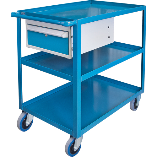Heavy Duty Shelf Cart with Drawer, 1200 lbs. Capacity, Steel, 24" x W, 36" x H, 36" D, Rubber Wheels, All-Welded, 1 Drawers M & M Nord Ouest Inc