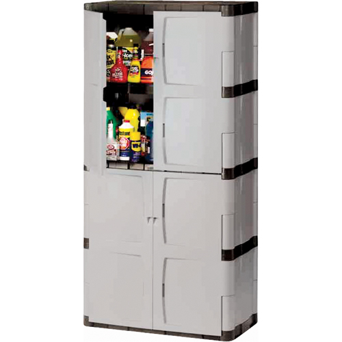Heavy-Duty Cabinets, Plastic, 3 Shelves, 72" H x 36" W x 18" D, Mica and Charcoal M & M Nord Ouest Inc
