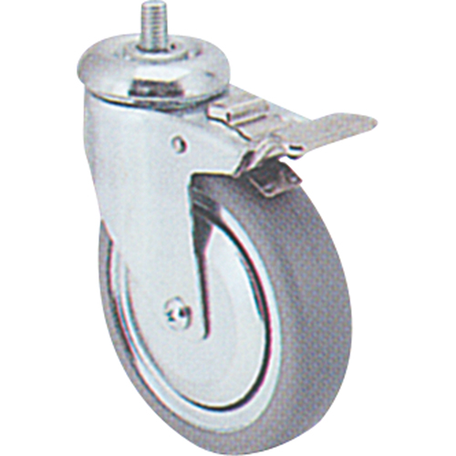 Zinc Plated Caster, Swivel with Brake, 4" (102 mm) Dia., 200 lbs. (91 kg.) Capacity M & M Nord Ouest Inc