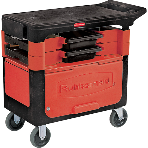 Chariots de travail Trades a/compartiment, 2 tiroirs, 38" lo x 19-1/4" la x 33-3/8" h, Noir M & M Nord Ouest Inc