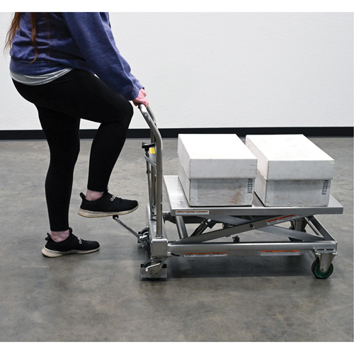 Hydraulic Scissor Lift Table, 31-1/2" L x 19-1/2" W, Stainless Steel, 550 lbs. Capacity M & M Nord Ouest Inc