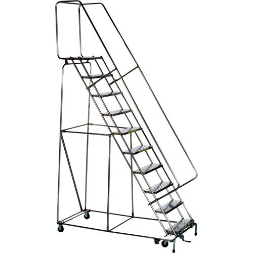 Lockstep Rolling Ladders, 5 Steps, 24" Step Width, 50" Platform Height, Stainless Steel M & M Nord Ouest Inc