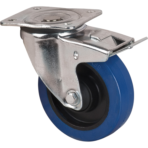 Roulette bleue, Pivotant avec frein, 5" (127 mm), Caoutchouc, 400 lb (181 kg) M & M Nord Ouest Inc