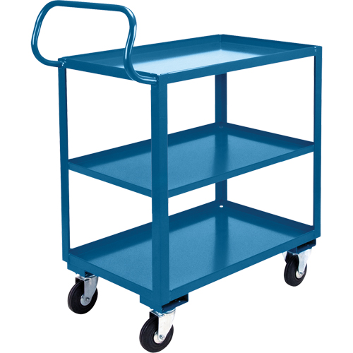 Chariot ergonomique &agrave; tablettes, 800 lb Capacit&eacute;, Acier, 20" la x 37" ha x 32" p, Bordure vers le haut M & M Nord Ouest Inc