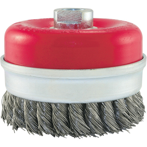 Brosse boisseau &agrave; fils li&eacute;s et nou&eacute;s, 4" dia. x 5/8"-11 arbre M & M Nord Ouest Inc
