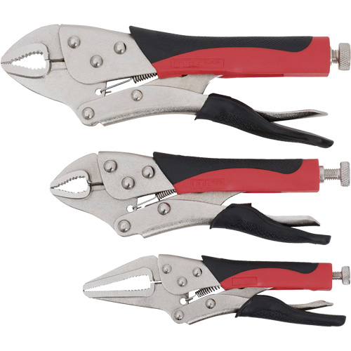 Cushion Grip Locking Plier Set, 6"/10"/7" Length, Curved Jaw/Long Nose M & M Nord Ouest Inc