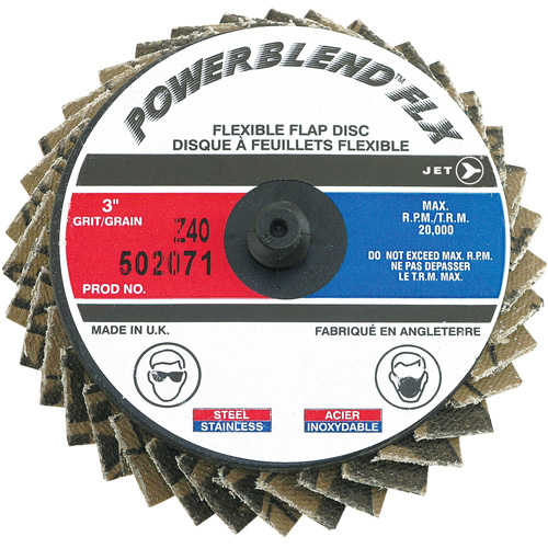 Powerblend FLX Roll-on Flap Disc, 3" x Type R, Z40 Grit, Zirconia Alumina M & M Nord Ouest Inc