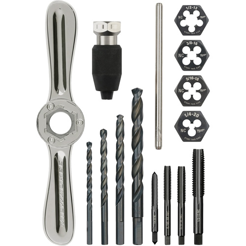 Tap and Die Set with Hex-Lok 2-in-1 Handle, 15 Pieces M & M Nord Ouest Inc