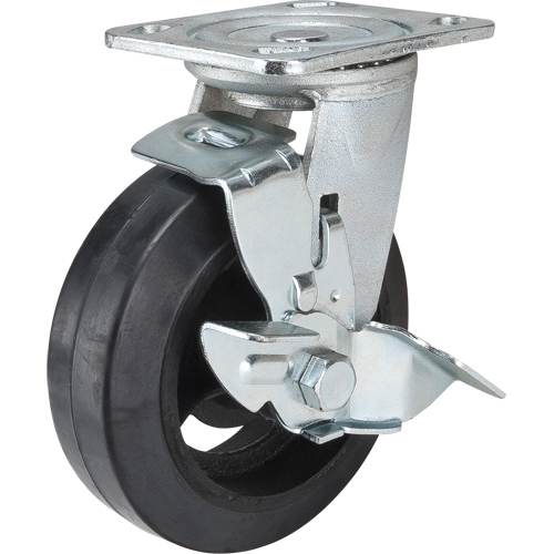 Roulette moul&eacute;, Pivotant avec frein, 6" (152,4 mm), Caoutchouc, 550 lb (249 kg) M & M Nord Ouest Inc