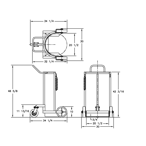 Grand chariot LCC pour bouteille de gaz liquide, Roues Polyur&eacute;thane, Base de 20" la x 20" p, 1000 lb M & M Nord Ouest Inc