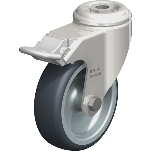 Stainless Steel Thermoplastic Elastomer Caster, Swivel with Brake, 4" (102 mm) Dia., 240 lbs. (108 kg.) Capacity M & M Nord Ouest Inc