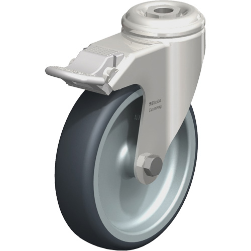 Roulette en &eacute;lastom&egrave;re thermoplastique acier inoxydable, Pivotant avec frein, Diam&egrave;tre 5" (127 mm), Capacit&eacute; 265 lb (120 kg) M & M Nord Ouest Inc