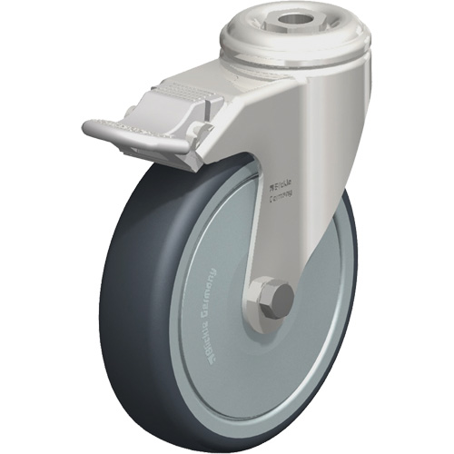 Stainless Steel Thermoplastic Elastomer Caster, Swivel with Brake, 5" (127 mm) Dia., 265 lbs. (120 kg.) Capacity M & M Nord Ouest Inc