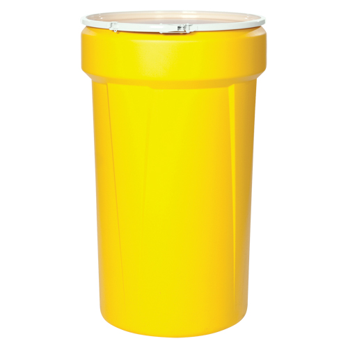 Baril emboîtable en poly&eacute;thyl&egrave;ne, 55 gal. US (45 gal. imp.), Dessus ouvert, Jaune M & M Nord Ouest Inc