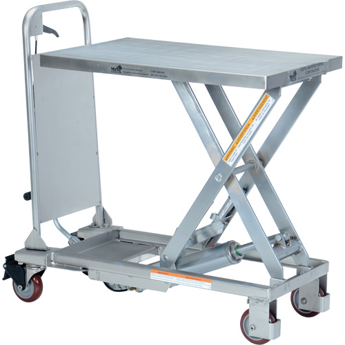 Manual Hydraulic Scissor Lift Table, 27-1/2" L x 17-5/8" W, Partial Stainless Steel, 400 lbs. Capacity M & M Nord Ouest Inc