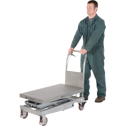 Table &eacute;l&eacute;vatrice hydraulique manuelle &agrave; ciseaux, 35-1/2" lo x 20" la, Partiellement en acier inoxydable, Capacit&eacute; 800 lb M & M Nord Ouest Inc