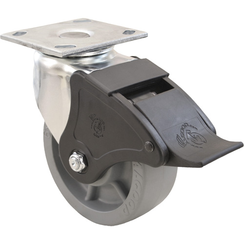 Emaxx Caster, Swivel with Brake, 4" (101.6 mm), Envirothane, 1000 lbs. (453.6 kg.) M & M Nord Ouest Inc