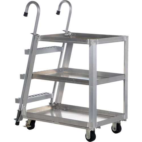 Stockpicker Truck, Aluminum, 21-7/8" W x 40" D, 3 Shelves, 660 lbs. Capacity M & M Nord Ouest Inc