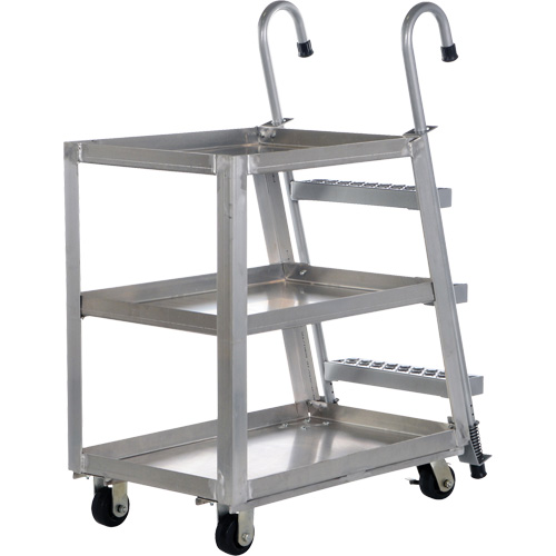Stockpicker Truck, Aluminum, 21-7/8" W x 40" D, 3 Shelves, 660 lbs. Capacity M & M Nord Ouest Inc
