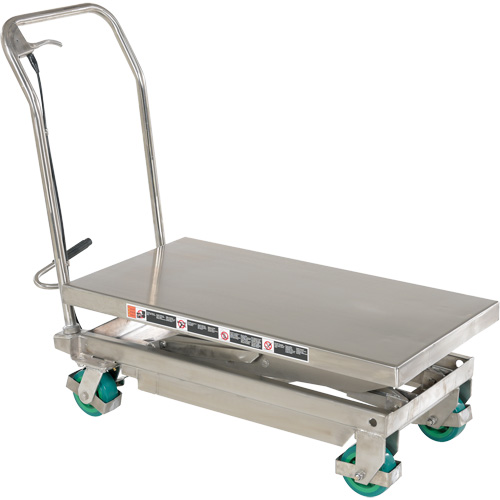 Manual Hydraulic Scissor Lift Table, 36-1/4" L x 19-3/8" W, Stainless Steel, 600 lbs. Capacity M & M Nord Ouest Inc