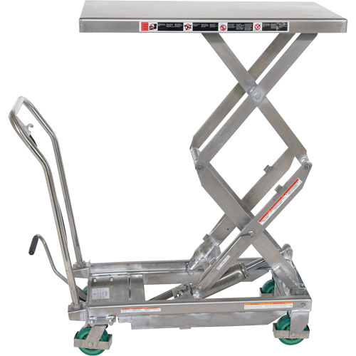 Manual Hydraulic Scissor Lift Table, 36-1/4" L x 19-3/8" W, Stainless Steel, 600 lbs. Capacity M & M Nord Ouest Inc