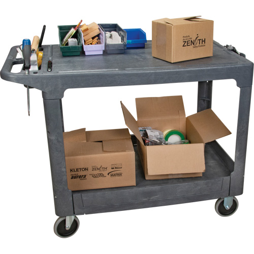 Flat-Shelf Utility Service Cart, 2 Tiers, 25-1/4" x 32-1/4" x 44", 550 lbs. Capacity M & M Nord Ouest Inc