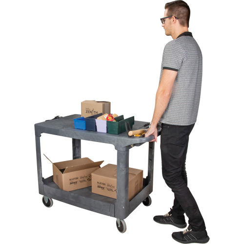 Flat-Shelf Utility Service Cart, 2 Tiers, 25-1/4" x 32-1/4" x 44", 550 lbs. Capacity M & M Nord Ouest Inc