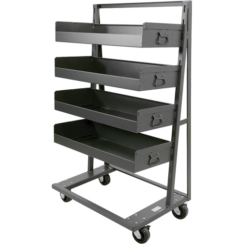 Single-Sided Heavy Duty A-Frame Cart with 4 Large Lipped Trays, 38" x 25" x 63", 2500 lbs. Capacity M & M Nord Ouest Inc